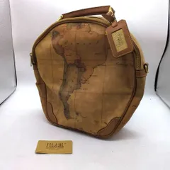 プリマクラッセ 地図柄　ハンドバッグ 本革 キャメル　イタリア製　古着