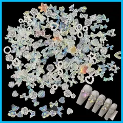 【速発送】ネイルパーツ リボン 花 クマ クリ オーロラ ネイル ストーン 3 立体 ネイル パール ハート 大きめ 可愛い ネイルート デコパーツ ジュエリーパーツ レジン封入 ハンドメイド 約100個入り ランダム形