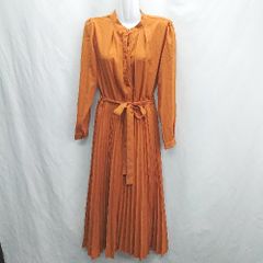 ◇ ⊂ NEIMAN BY ニーマンバイ ウエスト紐 長袖 ロング ワンピース サイズ表記なし オレンジ レディース E  【1412260031165】