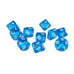 【数量限定】多面体ダイス D10 (0-9) 10個 サイコロ 10面ダイス Dungeons and Dragons Yourandoll 、DND、 TRPG、 MTGなどテーブルゲーム用 (透明 ブルー)