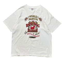 【XL】90s USA製 Hanes Tシャツ 犬 音符 RED DOG シングルステッチ ヴィンテージ ホワイト ビッグサイズ