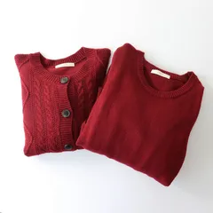 大きいサイズ グローブ grove ケーブル編み カーディガン ニットワンピース セットアップ 3L∥ワインレッド ドレス 【2400014567236】