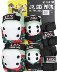 スケボープロテクター　スケートボードプロテクター　キッズ プロテクター 187 KILLER PADS SIX PACK JR BLACK スケボー キラーパッド ジュニア セーフティーパッド 3点セット