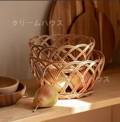 【全新品】 天然素材 アラログ 籐透かし編みバスケッ トみかんかご