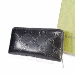 GUCCI グッチ 長財布 ブラック 黒 レザー gg柄 エンボス 473928 - メルカリ