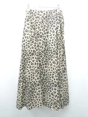 ◇ sonny label レオパード柄 アニマル サイドファスナー ロング丈 フレア スカート サイズ36 ブラウン レディース E  【1309040049031】