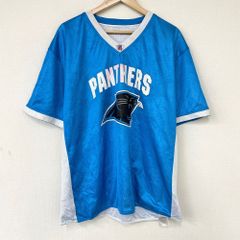 NFL カロライナ パンサーズ Carolina Panthers リバーシブル メッシュ フットボールジャージ 半袖 ロゴ プリント サイズ：2XL ライトブルー×ホワイト