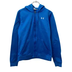 UNDER ARMOUR ロゴスウェット パーカー M ブルー ホワイト アンダーアーマー ジップアップ 刺繍ロゴ 古着卸 アメリカ仕入 a709-6322