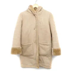 B&Y ユナイテッドアローズ BEAUTY&YOUTH ビューティー&ユース フェイクムートン コート フード ミディ丈 スエード調 裏ボア 無地 シンプル S ベージュ /HT9