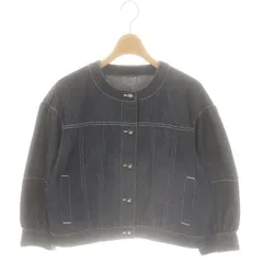 トゥービーシック TO BE CHIC ノーカラーデニムジャケット デニムブルゾン 40 ネイビー /DF ■OSのサムネイル