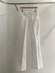 新品 ウィービングマシン ロング ホワイトパンツ ブーツカット ロングパンツ S M