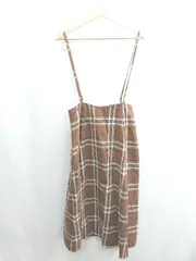 ◇ ⊇ Samansa Mos2 Blue チェック 袖なし ロング ワンピース サイズF ブラウン レディース E  【1409100033946】