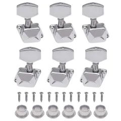 【新着商品】3L＆3Rギターペグ 6個セット シルバー メタル ネジ付き ペグ 防錆 半閉鎖 チューニングペグ ォークギター ギター用 チューナー ギターペグ ギターのツマミ LIANHATA ギター交換部品 取り付け簡単 (C)