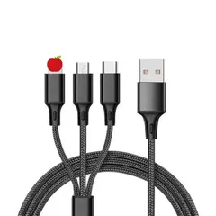 3in1 充電ケーブル usb Android iPhone Type-C ケーブル 3つのコネクター 充電コード 急速充電 同時充電可 在宅勤務 タイプC usbケーブル 一本三役 iPhone jEik149