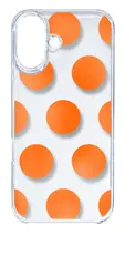 【新品未使用】iPhone16 アイフォン16 クリア ハードケース ドット柄 水玉 (オレンジ) スマホケース カバー cl-ip16-dotbig-07