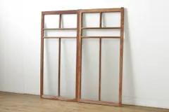 ダイヤガラス　建具　看板　古家具　古道具　アンティーク　昭和レトロ タX0982◇(1)【H176cm×W67,5cm】×2枚◇昭和レトロなデザインガラスの