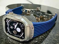 New メタル ラバー カスタム apple watch ケースカバー　45mm 44mm用 ベルト　バンド　アップルウォッチND