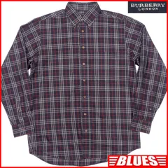 BURBERRY LONDON 廃盤 バーバリーロンドン シャツ M メンズ 長袖 チェック柄 紺 ネイビー ボタンシャツサイズM一覧←SEULB屋着古← TY3926