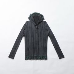 プリーツプリーズ イッセイミヤケ PLEATS PLEASE ISSEY MIYAKE プルオーバーシャツ ビンゴカードカット ブラック スキッパーシャツ トップス