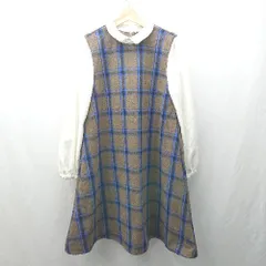 ◇ AS KNOW AS PINKY バックファスナー　チェック柄　秋物 長袖 膝丈 ワンピース サイズF ブラウン系 レディース E  【1506190015590】