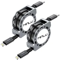 【人気商品】PD27W 急速充電 [MFI認証] ライトニング巻き取り式充電ケーブル 伸縮性 iphone充電ケーブル巻き取り USB-CからLightningまで iPhone 14 13 MINLU 12 11 Pro Max/Pro/PLUSiPadなど