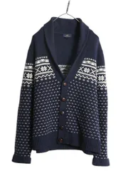 【お得なクーポン配布中!】 ブルックスブラザーズ ショールカラー ノルディック ニット カーディガン メンズ L 古着 ウール バーズアイ 総柄 前開き セーター 羽織り