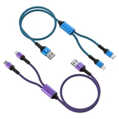 【人気商品】USBケーブル ライトニングケーブル 2.4A&3A急速充電 「2本組/1.2Ｍ」タイプc Haoano マルチコネクタケーブル 2イン1 充電コード 充電ケーブル 2台同時給電可能 iPhone 16 Pro iPhone Max/15/14 P