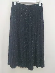 ◇ ｃｈｏｃｏｌ ｒａｆｆｉｎｅ ｒｏｂｅ ドット 水玉 ロング プリーツ スカート サイズF ネイビー ホワイト レディース  【中古】 【1206230006884】