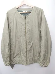 ◇ ⊇ NEW BALANCE ナイロン」 中綿 長袖 ノーカラー ジャケット ブルゾン サイズM カーキ メンズ E  【1507010011877】