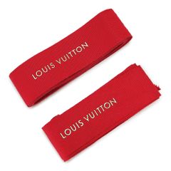 ルイヴィトン リボン 2本セット ギフト プレゼント ラッピング 包装 ゴールドロゴ 赤 レッド 幅3cm LOUIS VUITTON 【ブランド付属品】【メール便】(ec)