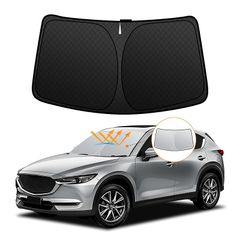 【強化版】マツダ CX-5 KF系 フロントガラスサンシェード KFEP KF5P KF2P H29.2-現行UVカット 吸盤不要 遮光断熱 夏 紫外線 UVカット 簡単着脱 内装パーツ 車種専用設計 折り畳み式 収納袋付き 0