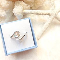 [新品・人気]silver925リング⭐︎オーロラ水晶♪人魚＊フリーサイズリング