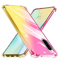 【数量限定】IV IV エクスペリア10 滑り防止 スマホケース 傷防止 レンズ保護 グラデーション 黄ばみなし 全面保護 軽·薄 ピンク+ゴールド 耐衝撃 ケース ケース SOG07 SO-52C ソフト SJ76.136 TPU 透明 クリア 10 Xpe