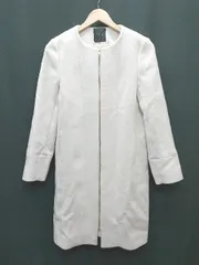 ◇ URBAN RESEARCH ROSSO ロッソ ノーカラー きれいめ ジップアップ 長袖 コート サイズF ライトグレー系 レディース P  【1402160017093】