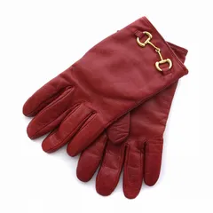 グッチ GUCCI ホースビット グローブ 手袋 ラムレザー 羊革 7 1/2 M ボルドー 赤 603635 /YM ■OHのサムネイル