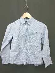 ◇ Θ green label relaxing UNITED ARROWS キッズ 子供服 ストライプ 長袖 シャツ サイズ150 ホワイト ブルー系 男の子 E  【1411130010675】