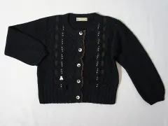 ファミリア familiar アウトレット 子供服 女の子 110cm 長袖 カーディガン 黒 秋 冬 ★3 トップス 冬服 ガールズ 女児 キッズ 【中古】 ユーズド リサイクル こども
