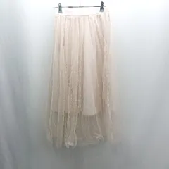 ◇ ⊂ Lara Flamingo ララ フラミンゴ チュール ロング丈 フレア スカート サイズF ピンクベージュ レディース E  【1501230036498】