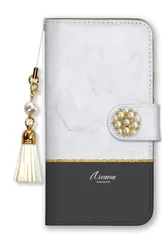 iPhoneX iPhoneXS ケース 手帳型 アイフォンX アイフォンXS スマホケース パール デコ付き ビジュー ストラップ付 大理石 マーブル柄 石目柄 バイカラー 韓国  ニュアンスカラー ピンク カラー09