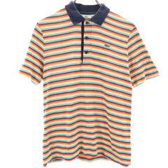 LACOSTE ラコステ USA製 ボーダー柄 半袖 ポロシャツ 2 マルチ メンズ 古着