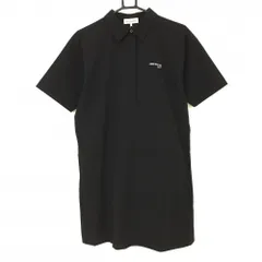 ★特価★【新品】ナノユニバースゴルフ 半袖ポロワンピース 黒 ロゴ白 ストレッチ ナイロン混 レディース L ゴルフウェア nano universe GOLF