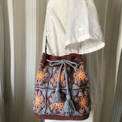 ププラウック 巾着バッグ 花のカレイドスコープ 2Way パイルジャカード