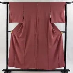 色無地 身丈152cm 裄丈61.5cm S 袷 赤紫 正絹 優品 一つ紋 【中古】