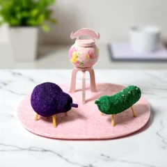 ちりめんのお盆飾り　パステルピンク　精霊馬　日本製　リュウコドウのサムネイル