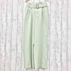 【 INGNI 】イング シルバーバックルベルト付きワイドパンツ グリーン フリーサイズ