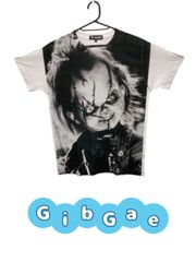 デザインTシャツ GibGae Chucky チャッキー 映画Ｔシャツ チャイルドプレイ ホラー キャラクター こわかわいい プリントTシャツ 男女兼用 サイズＭ＆Ｌ　U-395・396