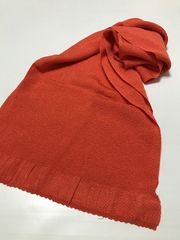 【中古】 帯揚げ 正絹 縮緬 橙色無地 