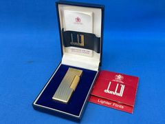 ・【美品】ダンヒルライター dunhill US.RE 24163 PATENTED  ヴィンテージ ガスライター ゴールド ケース付き【G2/D132】