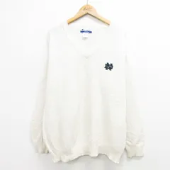 XL/古着 チャンピオン champion 長袖 セーター メンズ 90s ND コットン Vネック 生成り 23oct31 中古 ニット トップス