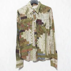 未使用 DENIM&SUPPLY Ralph Lauren デニムアンドサプライ ラルフローレン 長袖 パッチワーク ウエスタンシャツ S ブラウン系 レディース 古着 中古 USED